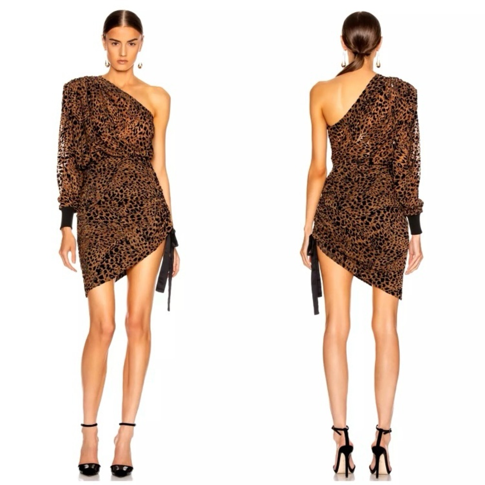 Retrofete One Shoulder Animal Print NEVA Dress